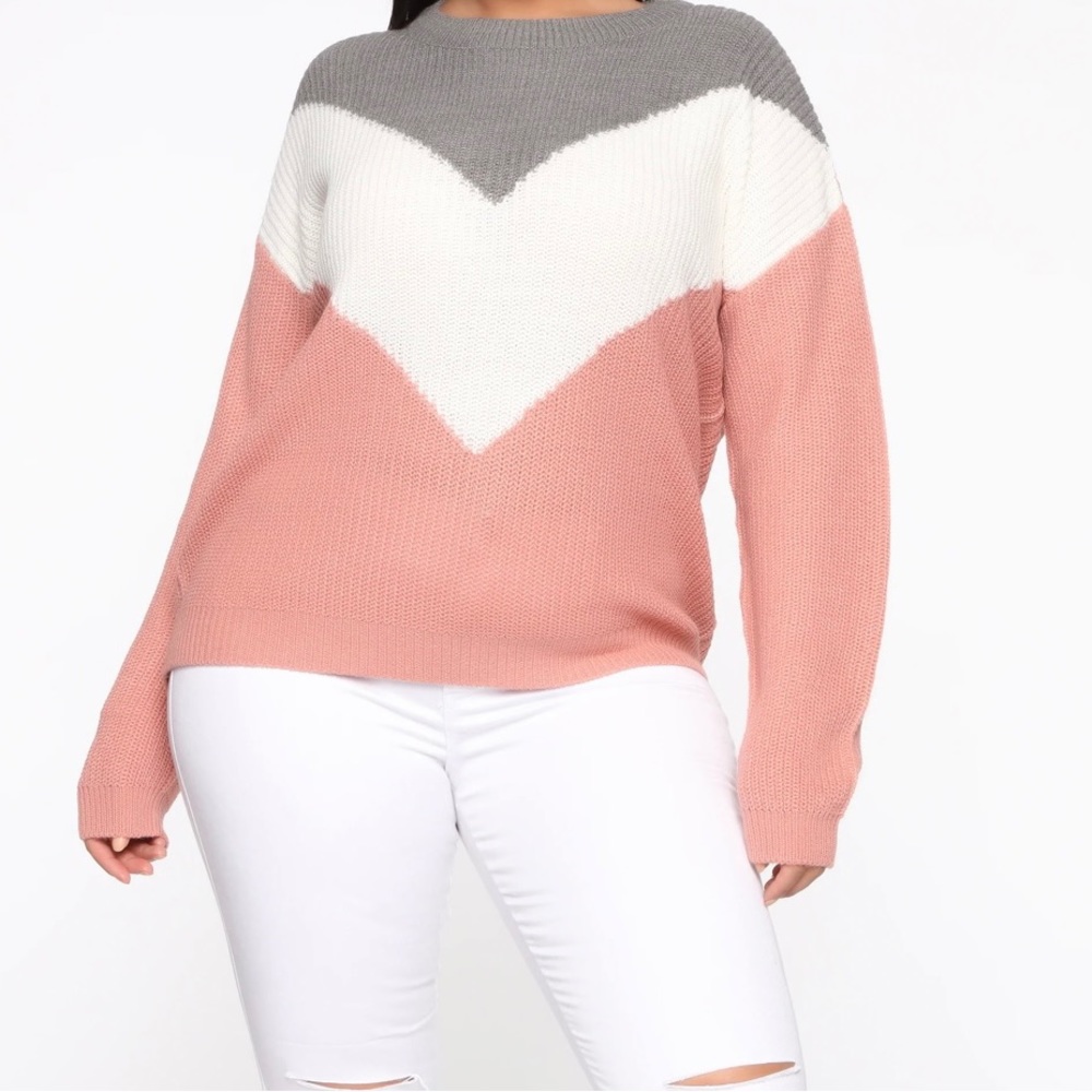Large Pink/white/grey sweater